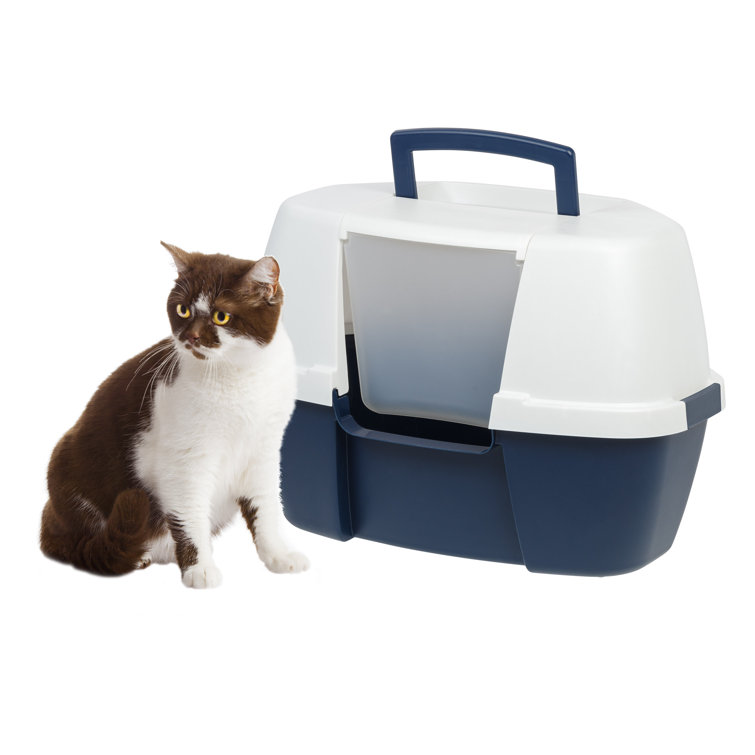 Hooded corner shop litter box